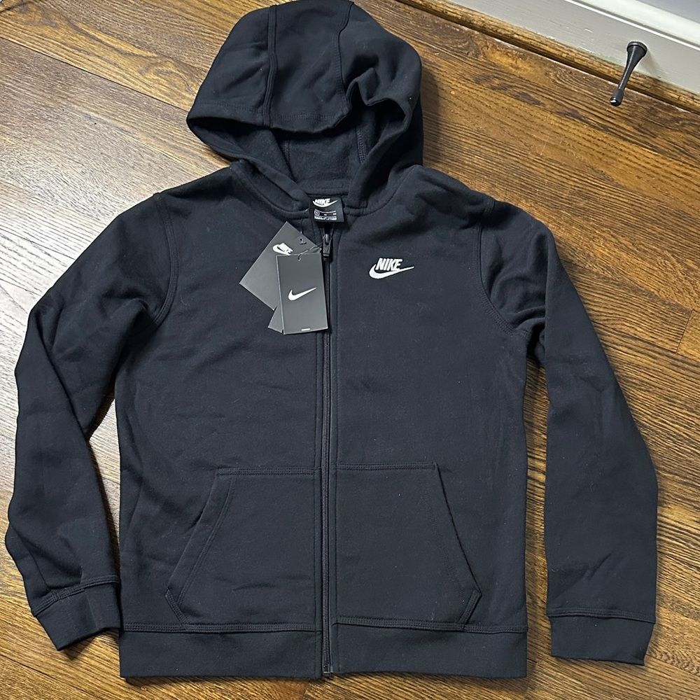 NWT Boys Nike Black Sweat Jacket Zip Up - Size XL
